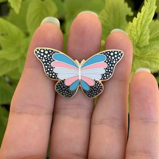 Trans Pride Butterfly Enamel Pin - 25% To Charity!