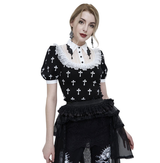 Victorian Collar Shirt With Cross