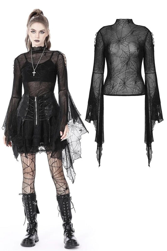 Punk Spider Mesh Exaggerated Slvs