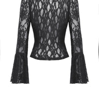Gothic Dark Lace Sexy Deep V Neck Top