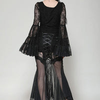 Gothic Romance Lace Bell Sleeve Layered Cuff Top