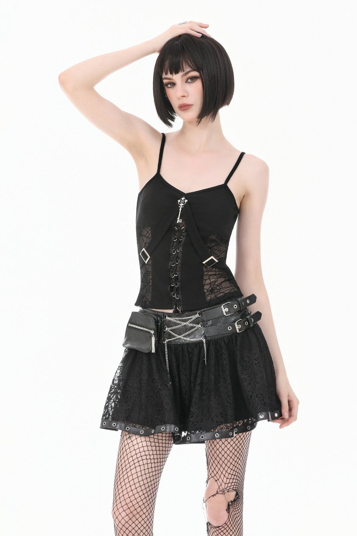 Spiderweb Lace-Up Corset Top