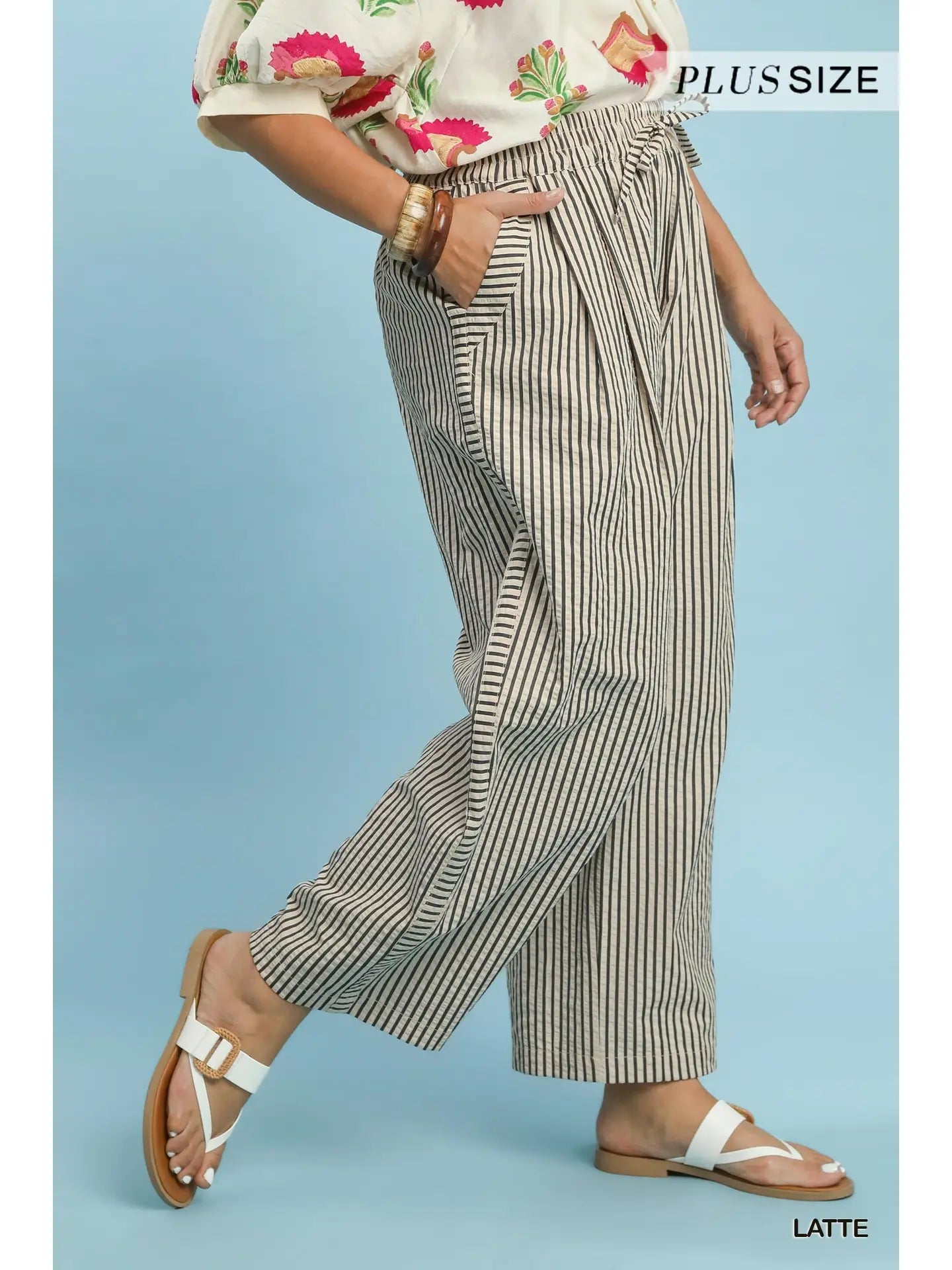 Plus Striped Wide-Leg Pants