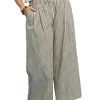 Plus Striped Wide-Leg Pants