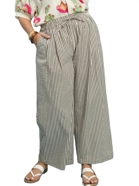 Plus Striped Wide-Leg Pants