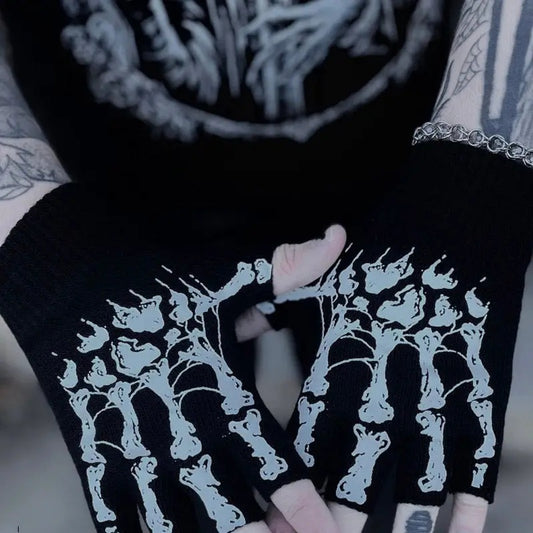 Fingerless Skeleton Gloves