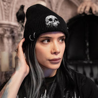 Distressed Pierced Beanie Skull Drip