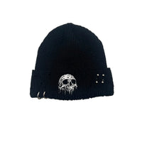 Distressed Pierced Beanie Skull Drip