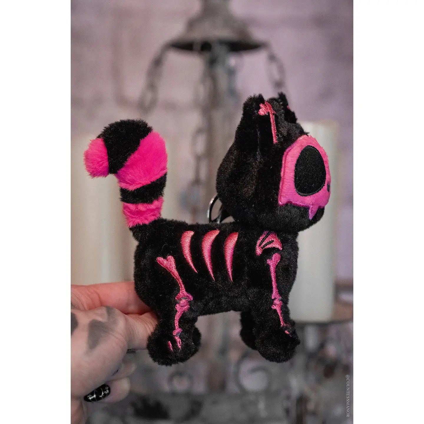 Bubblegum Skelekitty Plush Keychain