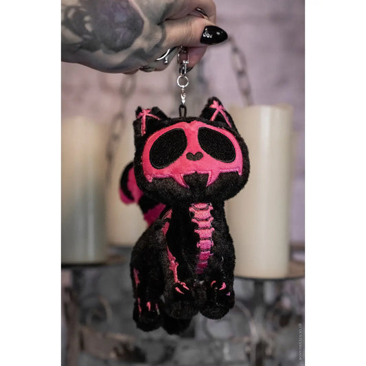 Bubblegum Skelekitty Plush Keychain