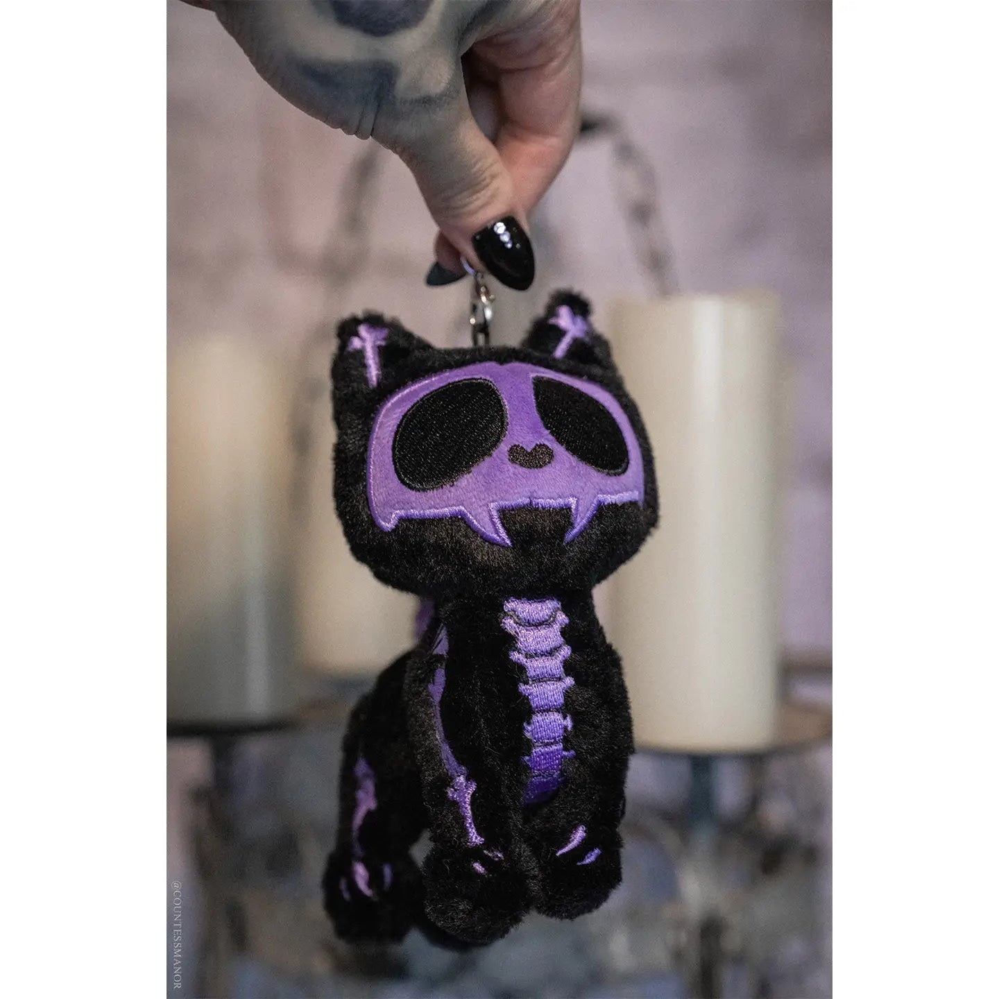 Ultra Violet Skelekitty Plush Keychain