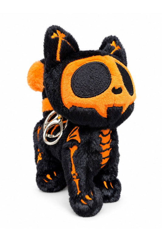 Pumpkin Bones Skelekitty Keychain