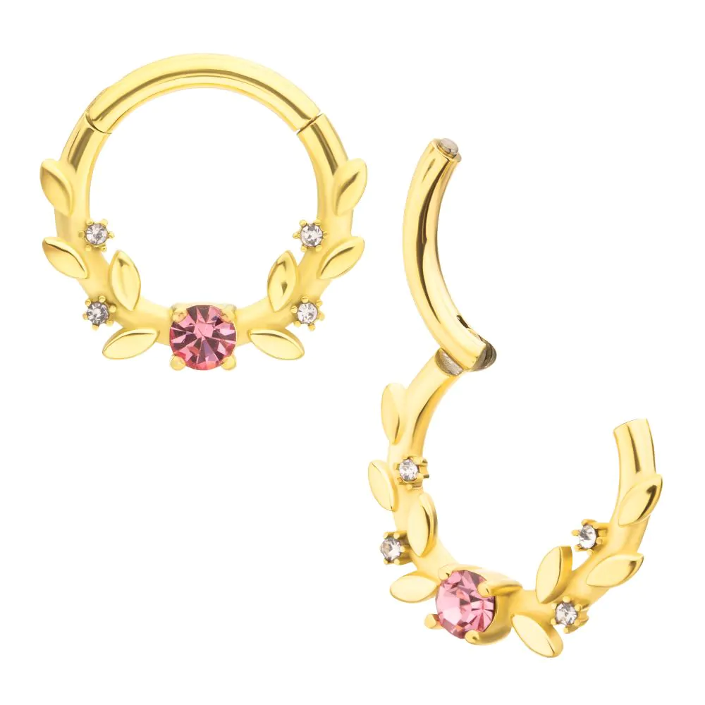 Vine With Multi Round CZ Hinged Hoop