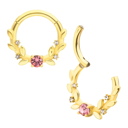 Vine With Multi Round CZ Hinged Hoop