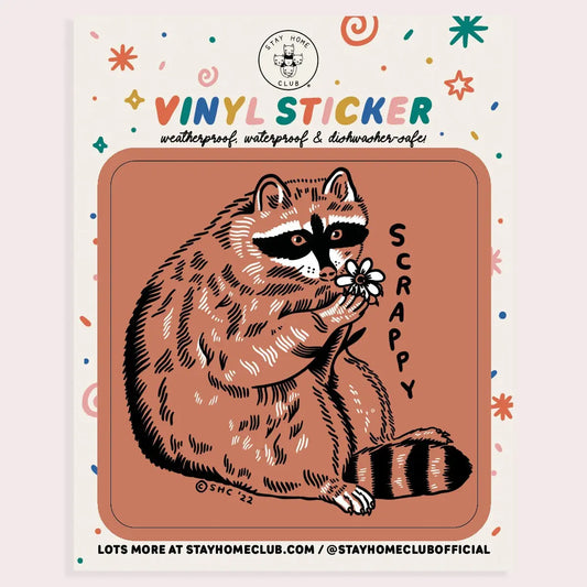 Scrappy Raccoon Vinyl Sticker