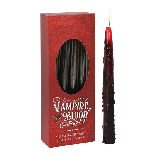 Set Of 8 Gothic Vampire Blood Halloween Taper Candles