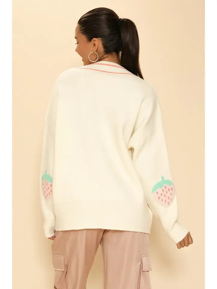 Varsity Strawberry Knit Cardigan