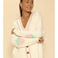 Varsity Strawberry Knit Cardigan