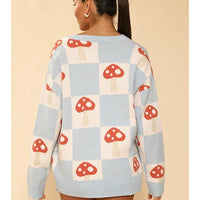 Checkered Mushroom Knit Cardigan