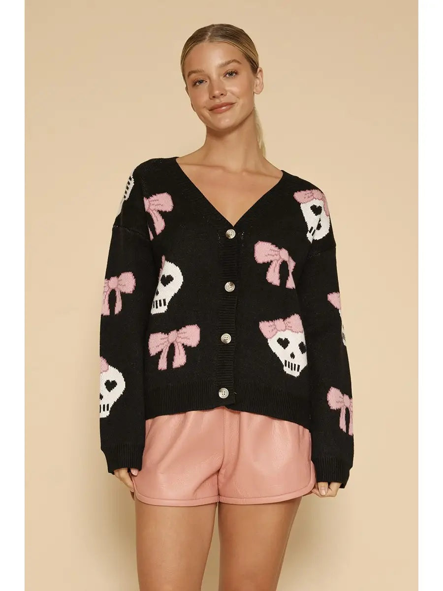 Halloween Knit Cardigan Black Multi