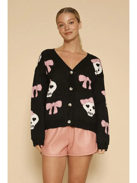 Halloween Knit Cardigan Black Multi