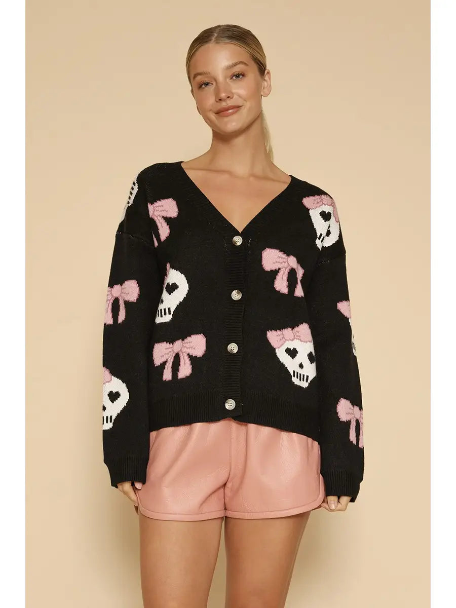 Halloween Knit Cardigan Black Multi