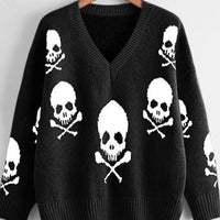 Skull V-Neck Sweater