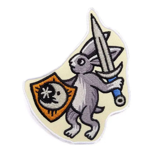 Medieval Warrior Rabbit - Embroidered Patch