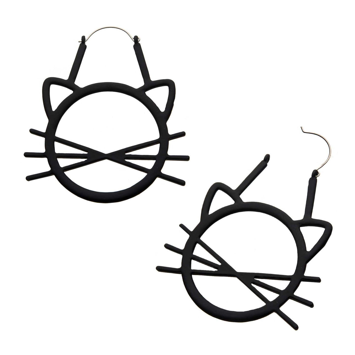 Matte Black PVD Cat Head Outline with Whiskers Plug Hangers