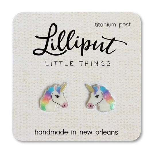 White Unicorn Rainbow Earrings