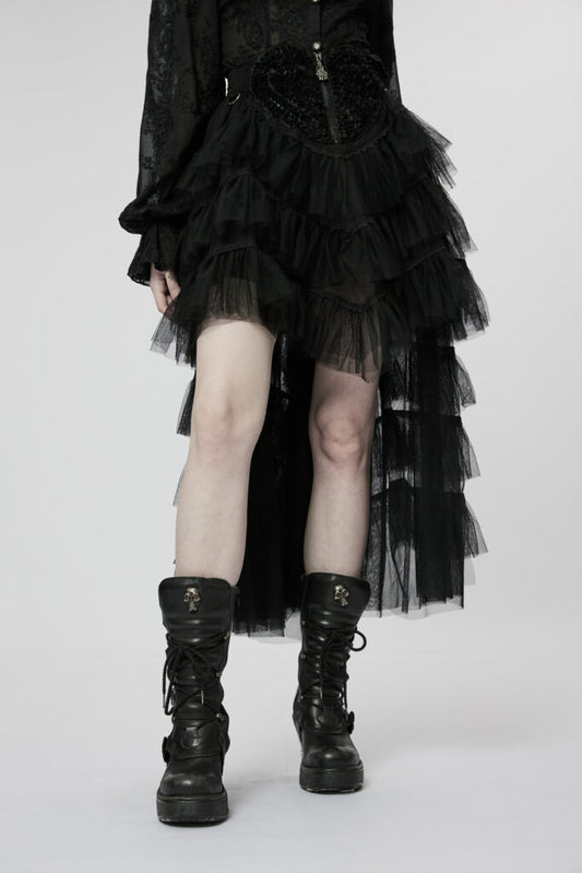 Ruffle Layer Skirt With Embroidered Heart Waist