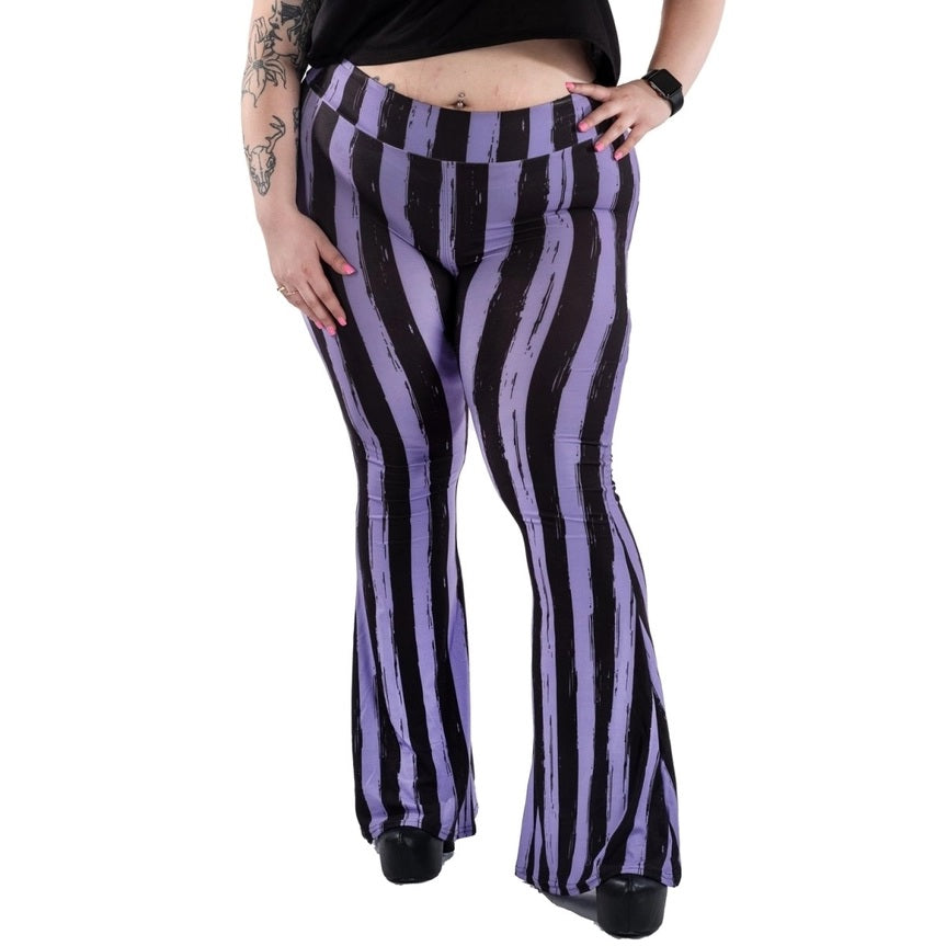 Purple Black Striped Hellz Bellz Flares Plus Size