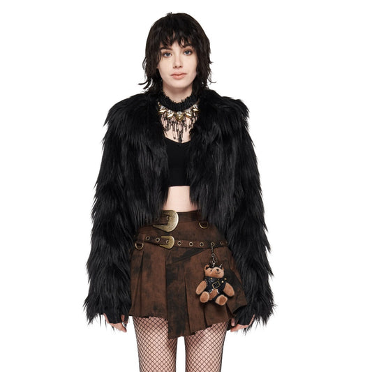 Simple Punk Faux Fur Coat