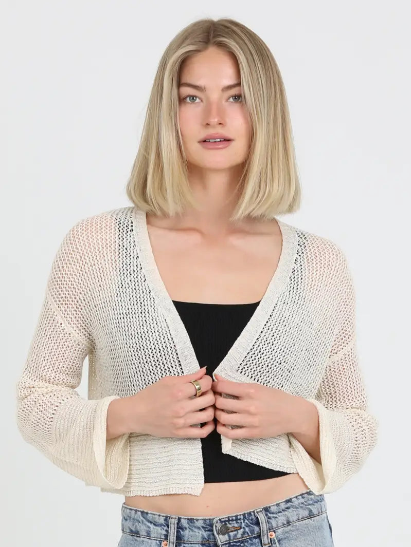 Light Weight Open Knit Cardigan Sweater