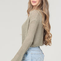 Sage Cropped Open Front Cardigan
