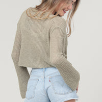 Sage Cropped Open Front Cardigan