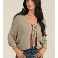 Two Tie Front Bat Wing Light Weight Cardigan Sweater