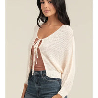 Two Tie Front Bat Wing Light Weight Cardigan Sweater