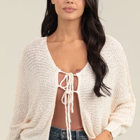 Two Tie Front Bat Wing Light Weight Cardigan Sweater