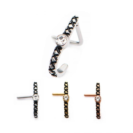 X Pattern With Gem L-Shape Hugger