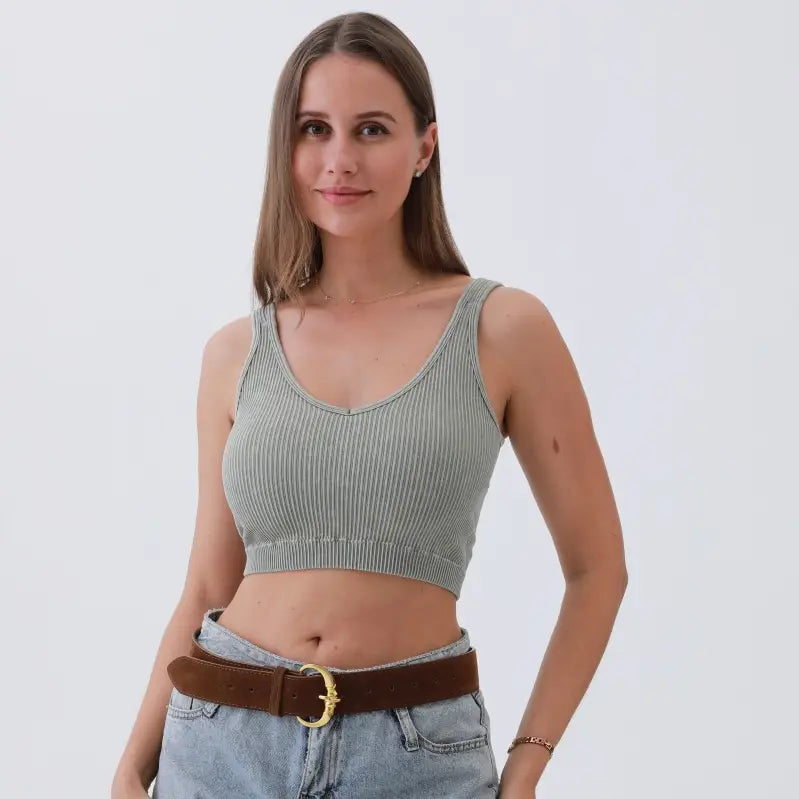 Brown Modern Suede Belt – Gold Circle Buckle