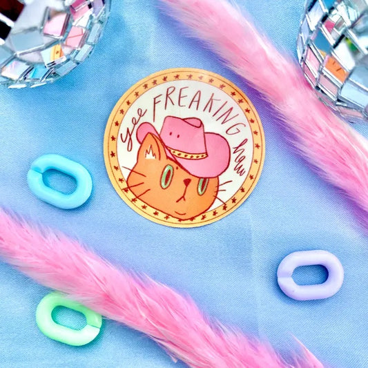 Yee Freaking Haw Cat Sticker
