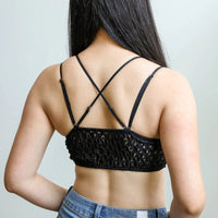 Black Padded Lace Longline Bralette