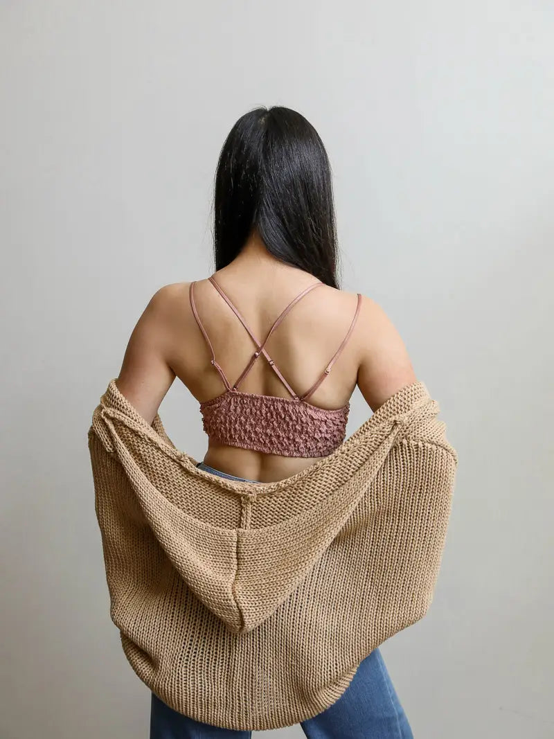 Padded Crochet Lace Longline Bralette