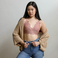 Padded Crochet Lace Longline Bralette