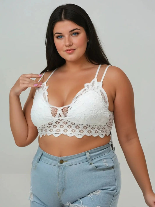 Plus Padded Lace Longline Bralette