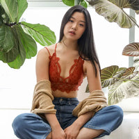 Rust Padded Lace Longline Bralette