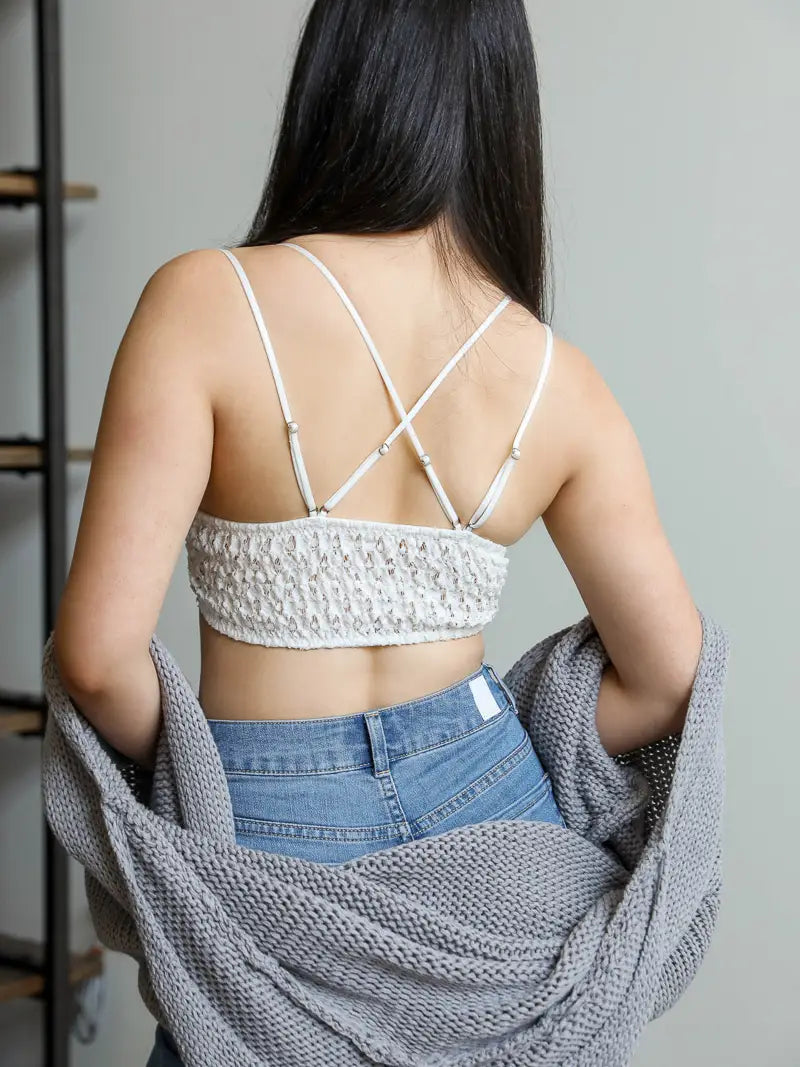 Padded Crochet Lace Longline Bralette