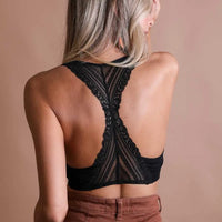Black Lace Racerback Bralette - Romantic/Whimsical Design