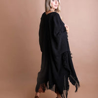 Open Work Frayed Border Cardigan